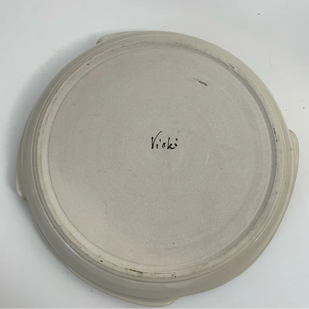 Floral Ceramic Chip and Dip Platter Vegetable Tray Handmade - Picture 2 of 11